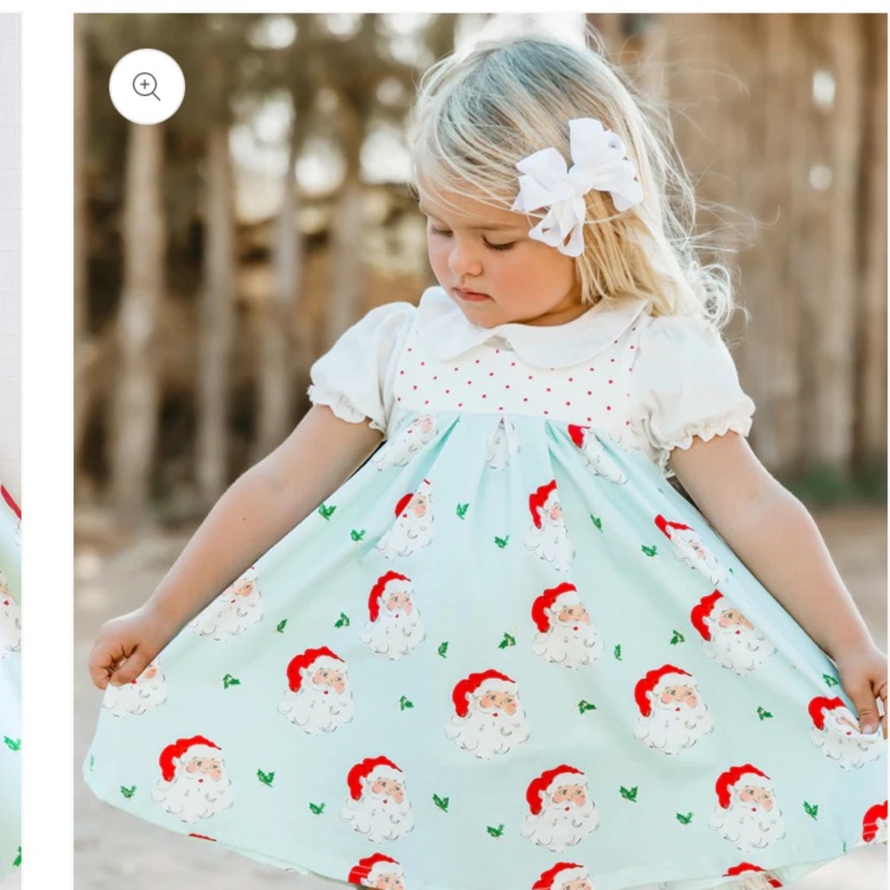 SweetHoney Santa Print Dress - White and Red
